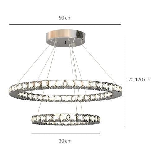 Luxury 2-rings Crystal Chandelier | Modern Light | Ceiling Lamp for Living Room - Chandeliers