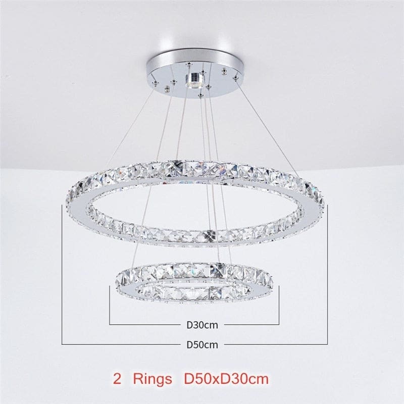 Luxury 2-rings Crystal Chandelier | Modern Light | Ceiling Lamp for Living Room - Chandeliers