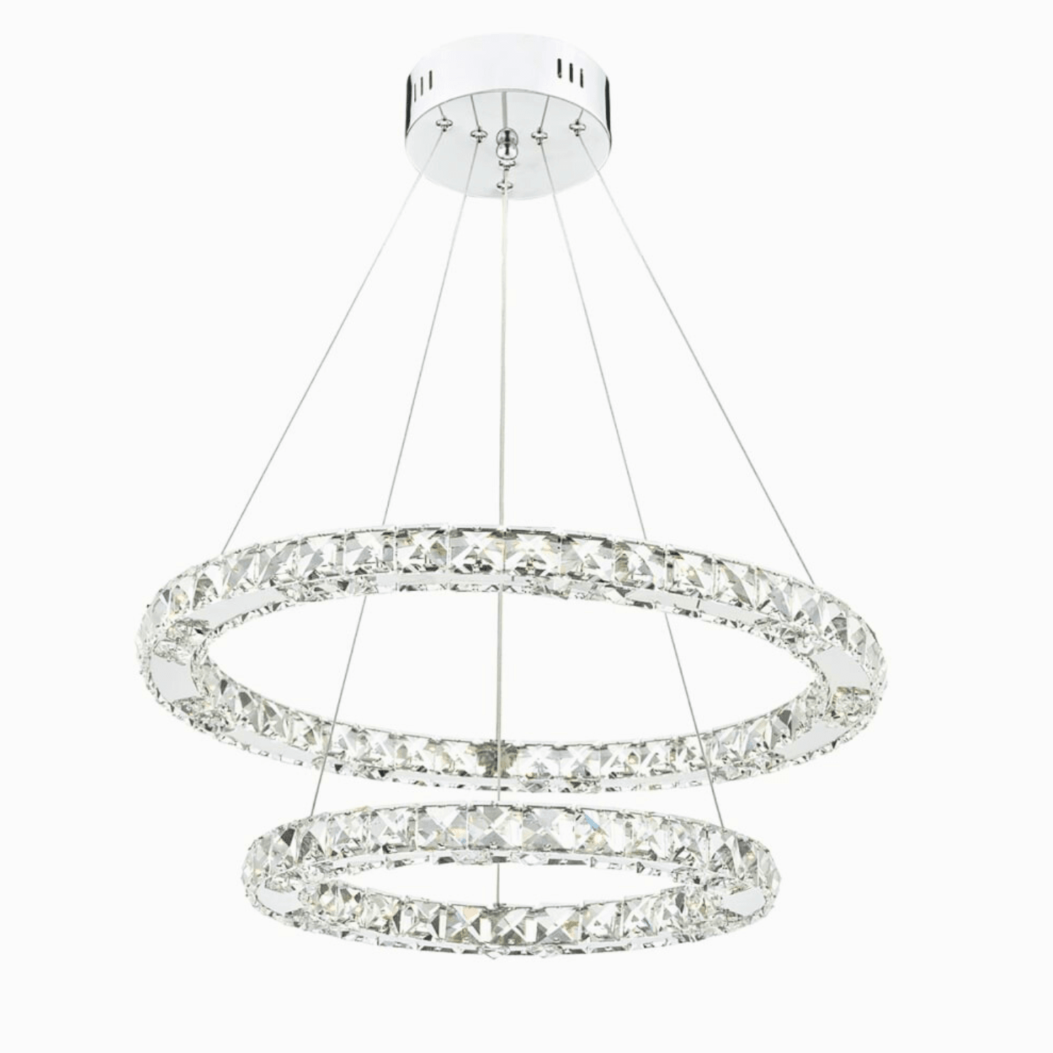 Luxury 2-rings Crystal Chandelier | Modern Light | Ceiling Lamp for Living Room - Chandeliers