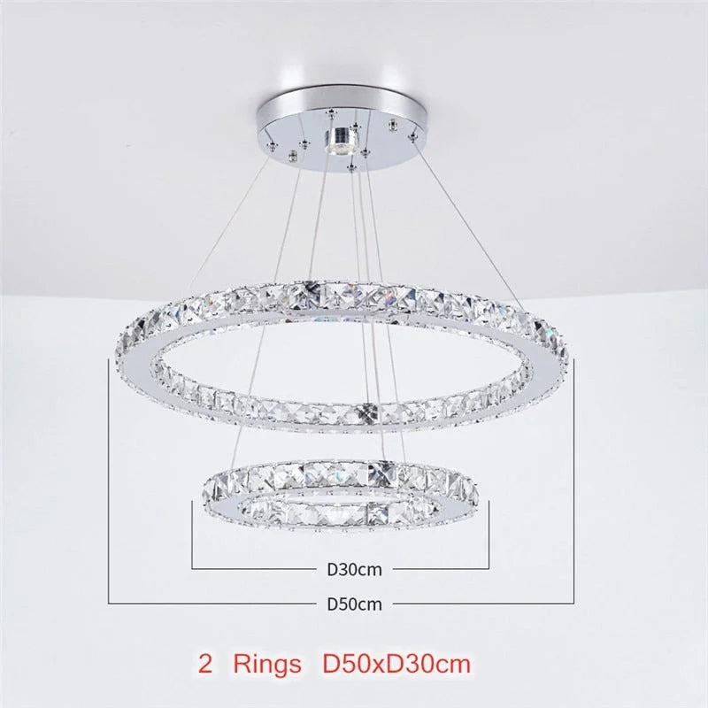 Luxury 2-rings Crystal Chandelier | Modern Light | Ceiling Lamp for Living Room