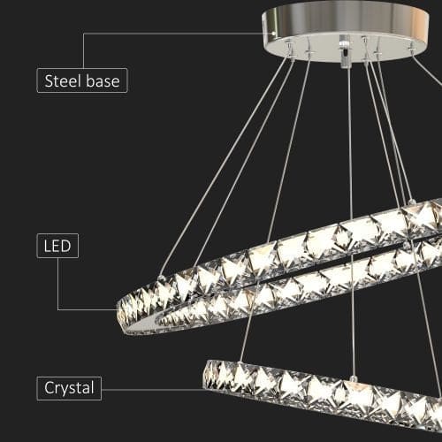 Luxury 2-rings Crystal Chandelier | Modern Light | Ceiling Lamp for Living Room - Chandeliers