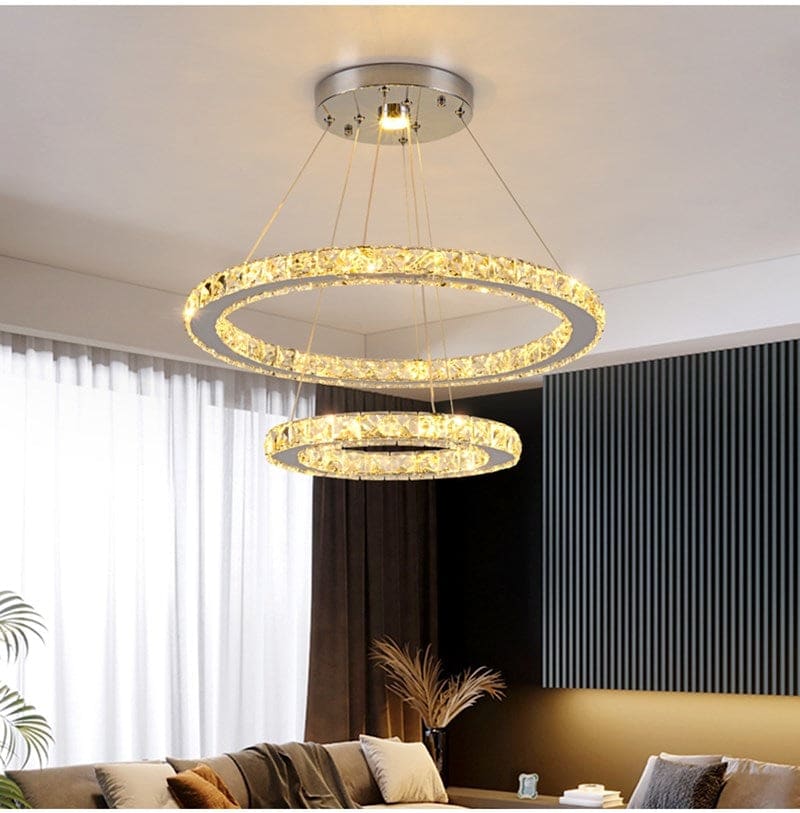 Luxury 2-rings Crystal Chandelier | Modern Light | Ceiling Lamp for Living Room - Chandeliers