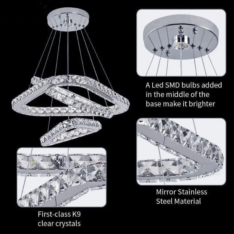 Silver Crystal Chandelier with Three Rings - Unparalleled Luxury for your Living Room Hotel - Chandeliers