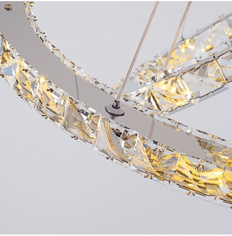 Silver Crystal Chandelier with Three Rings - Unparalleled Luxury for your Living Room Hotel - Chandeliers