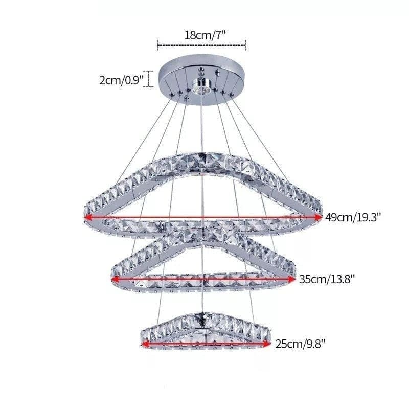 Silver Crystal Chandelier with Three Rings - Unparalleled Luxury for your Living Room Hotel - Chandeliers