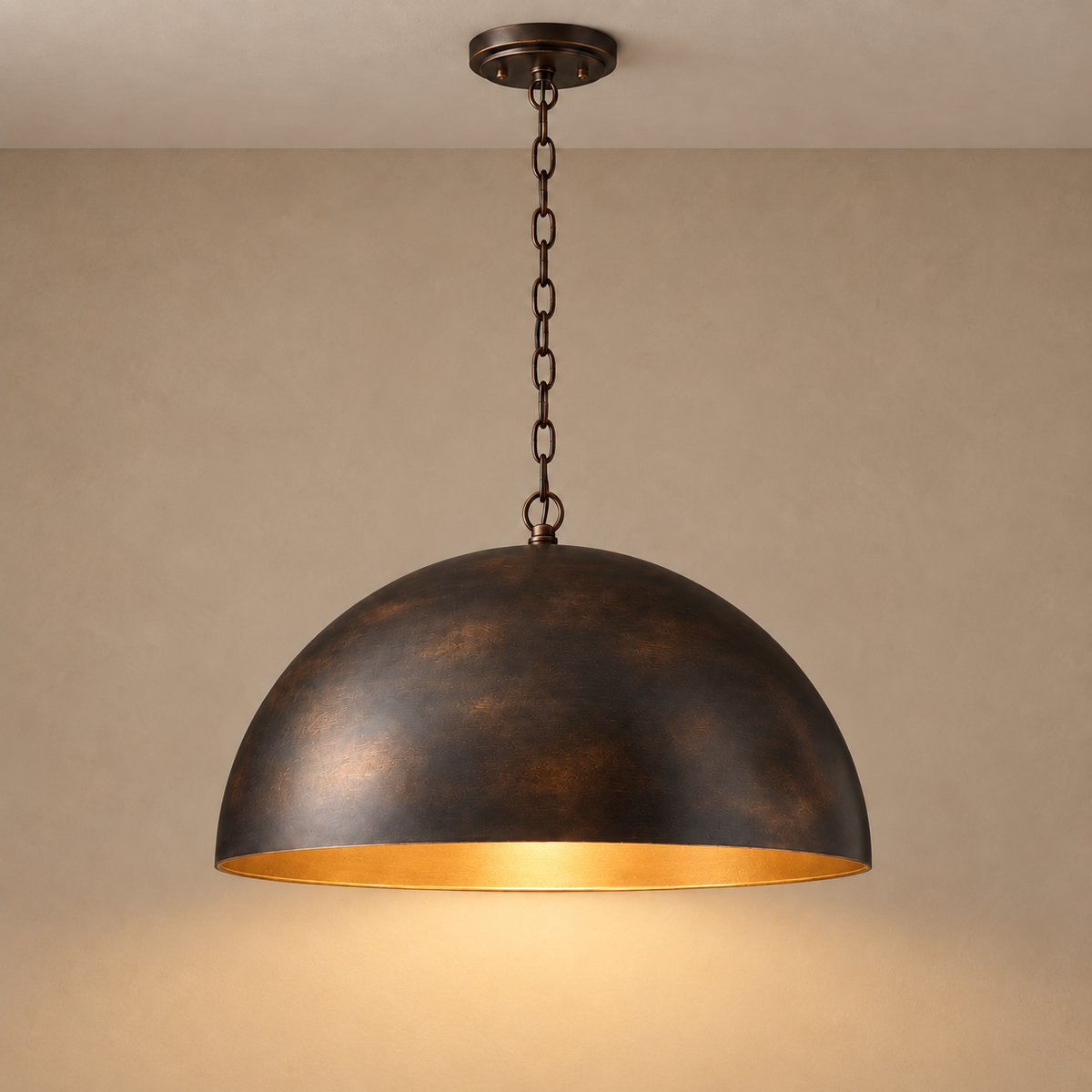 Metal Dome Pendant Black Bronze or Gold | Focused Pool of Light Five Diameters Hang in a Row Casalola Lights Luxury