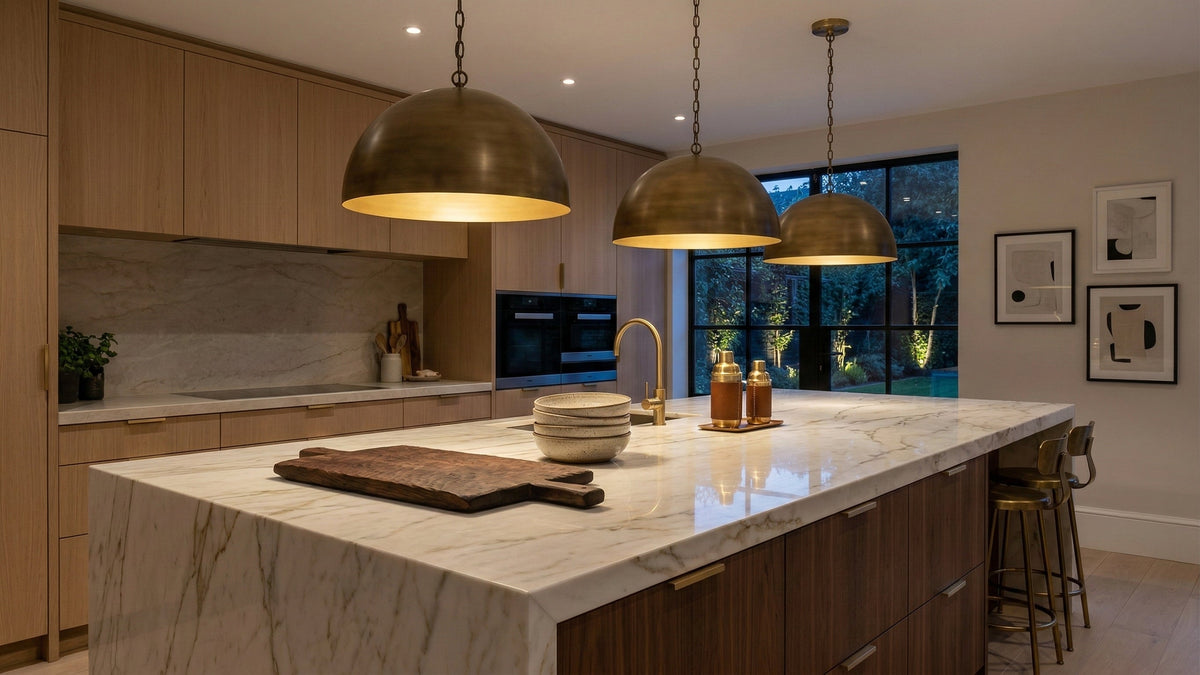 Stainless Steel Dome Pendant Light for Kitchen Island | Black Bronze or Gold 5 Sizes 11.8 to 19.7 Inch Casalola Lights