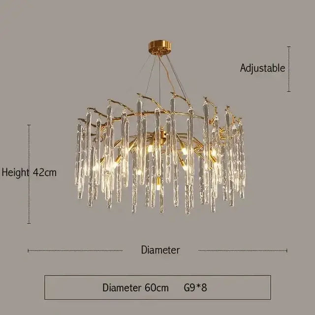 Clear Crystal Gold Chandelier for Dining Room Kitchen Living | Casalola - Chandeliers