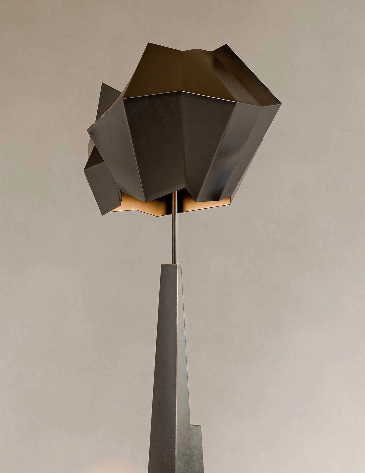 Patinated Alloy Sculpture Floor Lamp Black or Antique Gold | Faceted Brutalist Entryway Casalola Lights Luxury Lamps