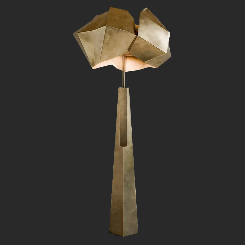 Patinated Alloy Sculpture Floor Lamp Black or Antique Gold | Faceted Brutalist Entryway Casalola Lights Luxury Lamps