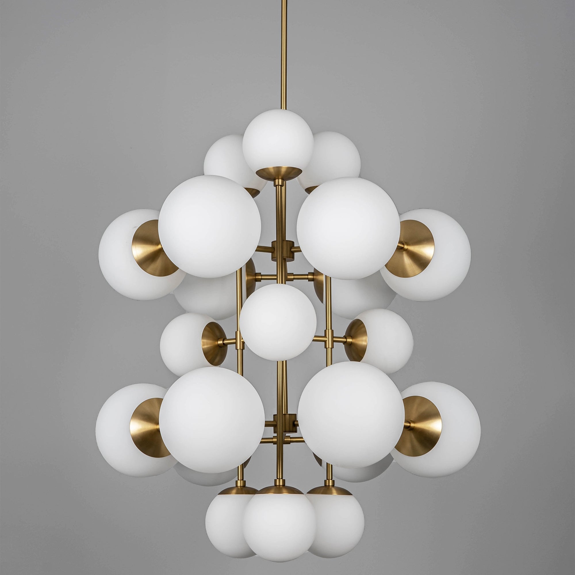 Solid Brass 19-light Cluster Chandelier | Mid-century Modern Cloud Design Foyer Fixture | Marble or Opal Finish
