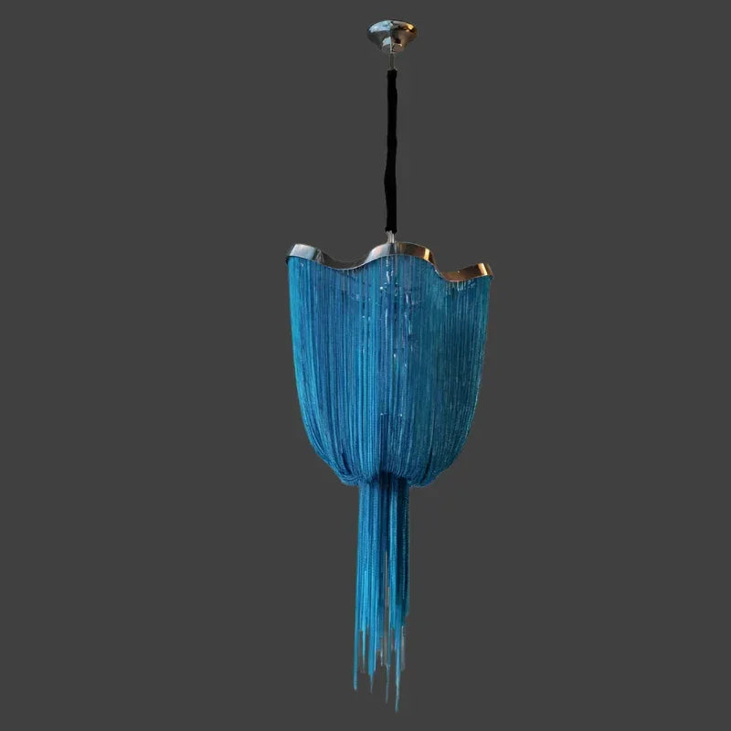 Azurro Chandelier | Luxury Blue Beaded Ceiling Lamps for Stairs Dining Room Living - Chandeliers