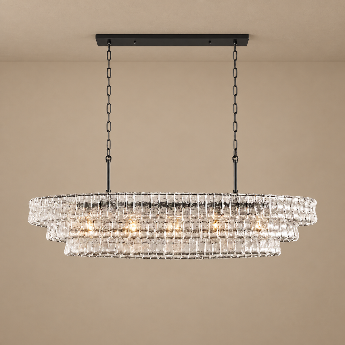 Extra Large Clear Glass Chandelier Brass Art Deco | Wide Shallow Form for a Hotel Lobby or Dining Room Casalola Lights