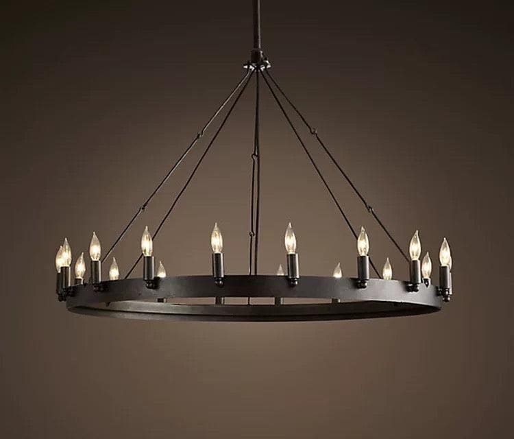 Candle Ring Antique Chandelier for Dining Room Kitchen Living | Black Finish | Casalola Lights - Chandeliers