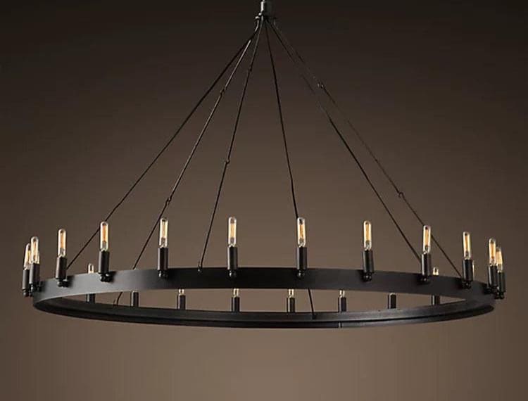 Candle Ring Antique Chandelier for Dining Room Kitchen Living | Black Finish | Casalola Lights - Chandeliers