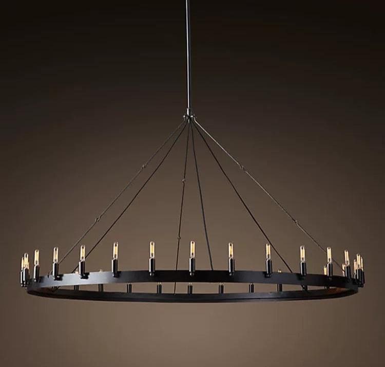 Candle Ring Antique Chandelier for Dining Room Kitchen Living | Black Finish | Casalola Lights - Chandeliers