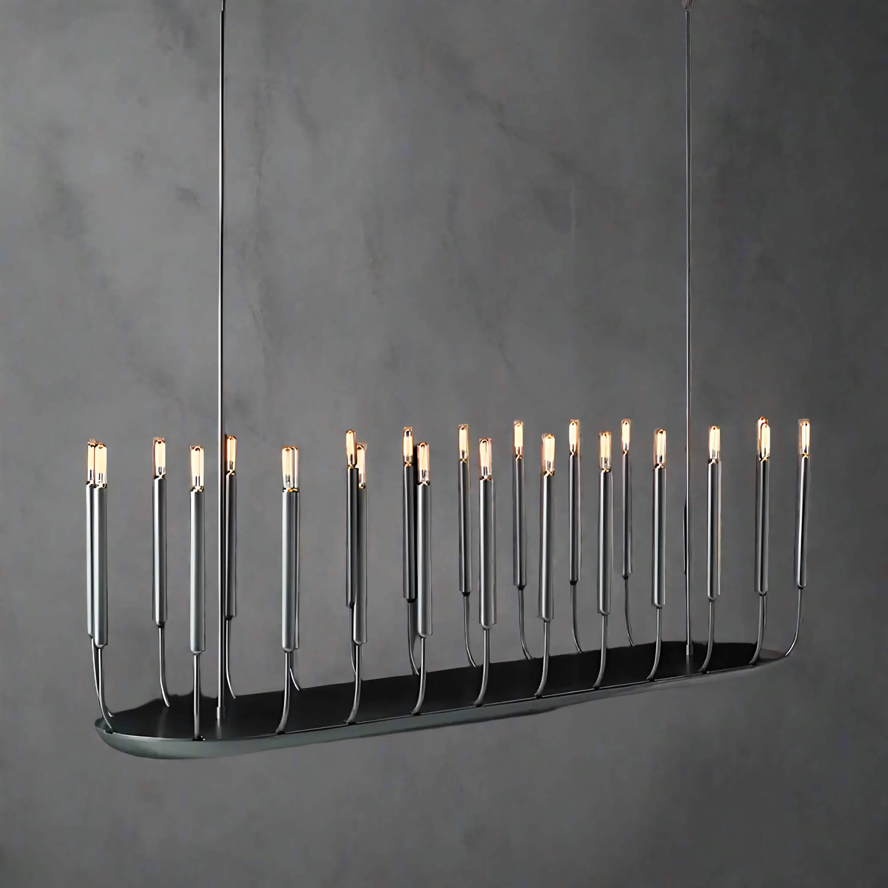 Black Linear Candle Chandelier | Modern 20 Light Pendant Lighting for Dining Room or Kitchen Island Statement