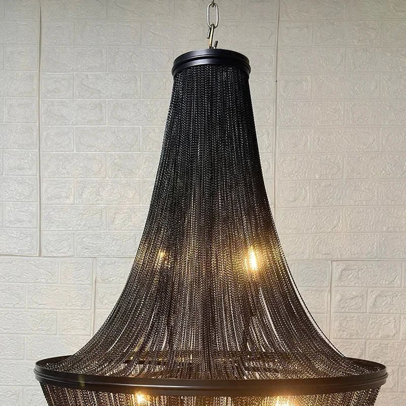 Black Beaded Chandelier | Ceiling Lamps for Dining Room Stairs - Chandeliers