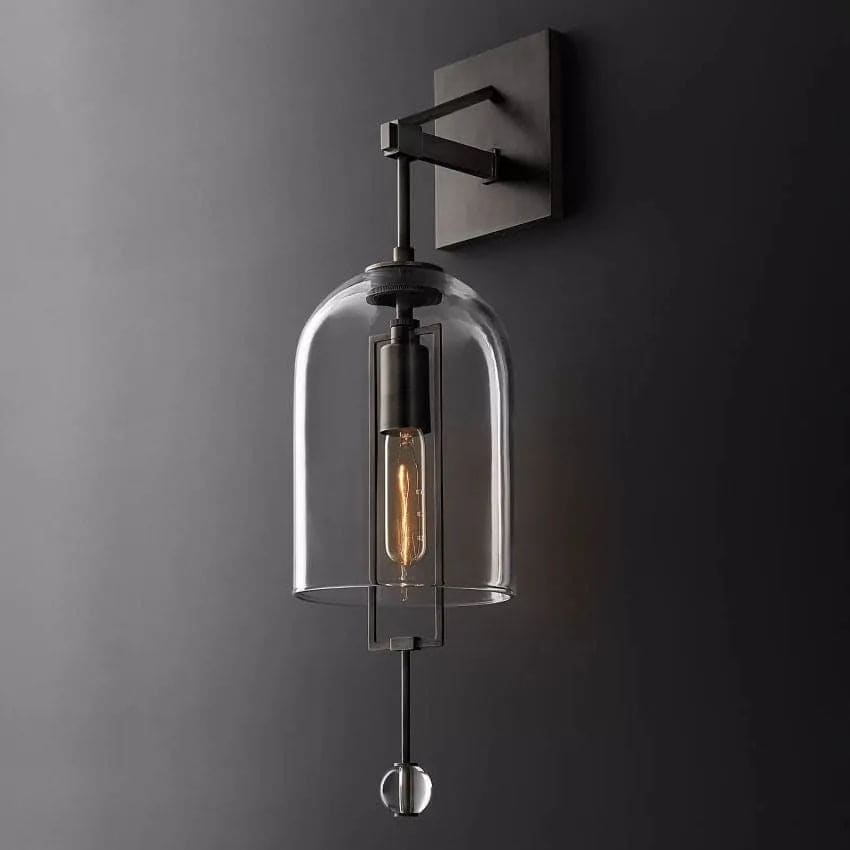 Brass and Glass Bell Vintage Wall Sconces | Mid-century Modern Black | Casalola Lights
