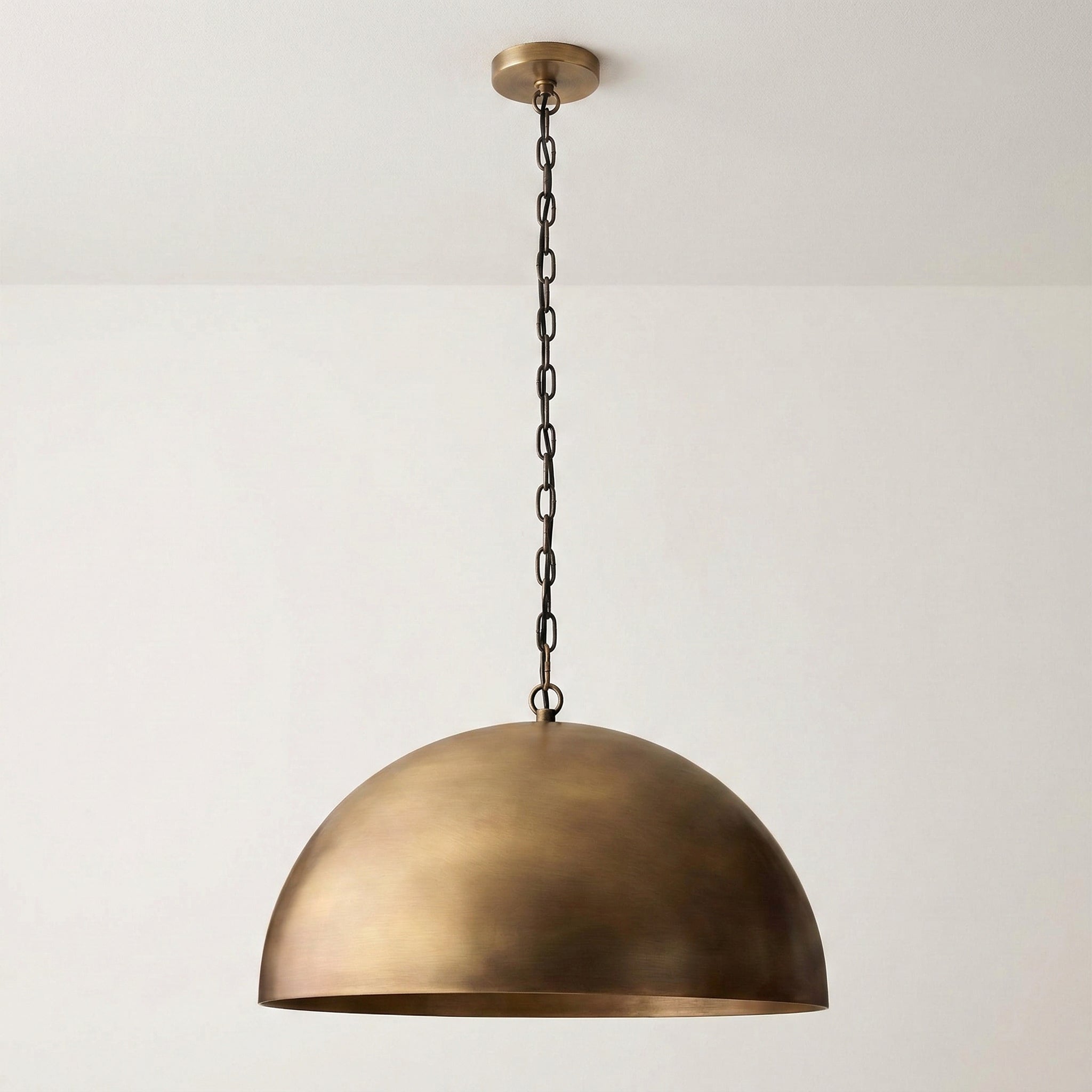 Black Brass Dome Pendant Light | Mid-century Modern Wabi-sabi Style | Oversized Antique Gold Finish | Casalola Lights
