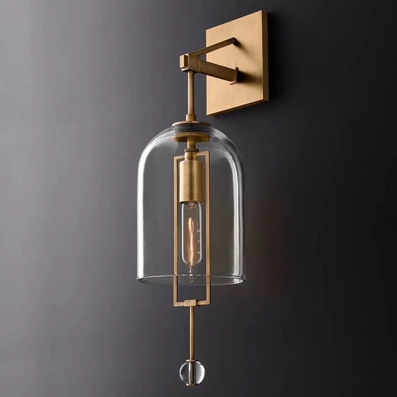 Black Glass and Copper Bell Wall Light for Hallway Living Room & Bedroom – Modern Vertical Sconce Casalolalights Luxury
