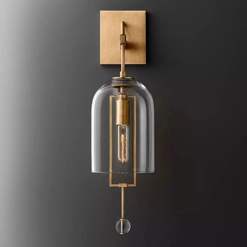 Black Glass and Copper Bell Wall Light for Hallway Living Room & Bedroom – Modern Vertical Sconce Casalolalights Luxury