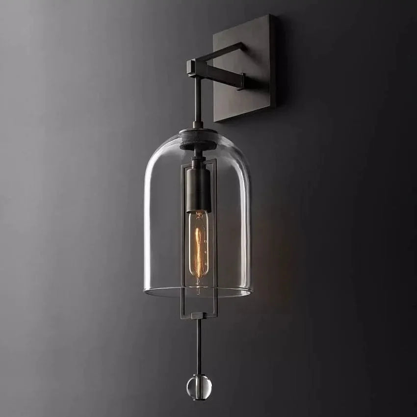 Black Glass and Copper Bell Wall Light for Hallway Living Room & Bedroom – Modern Vertical Sconce Casalolalights Luxury