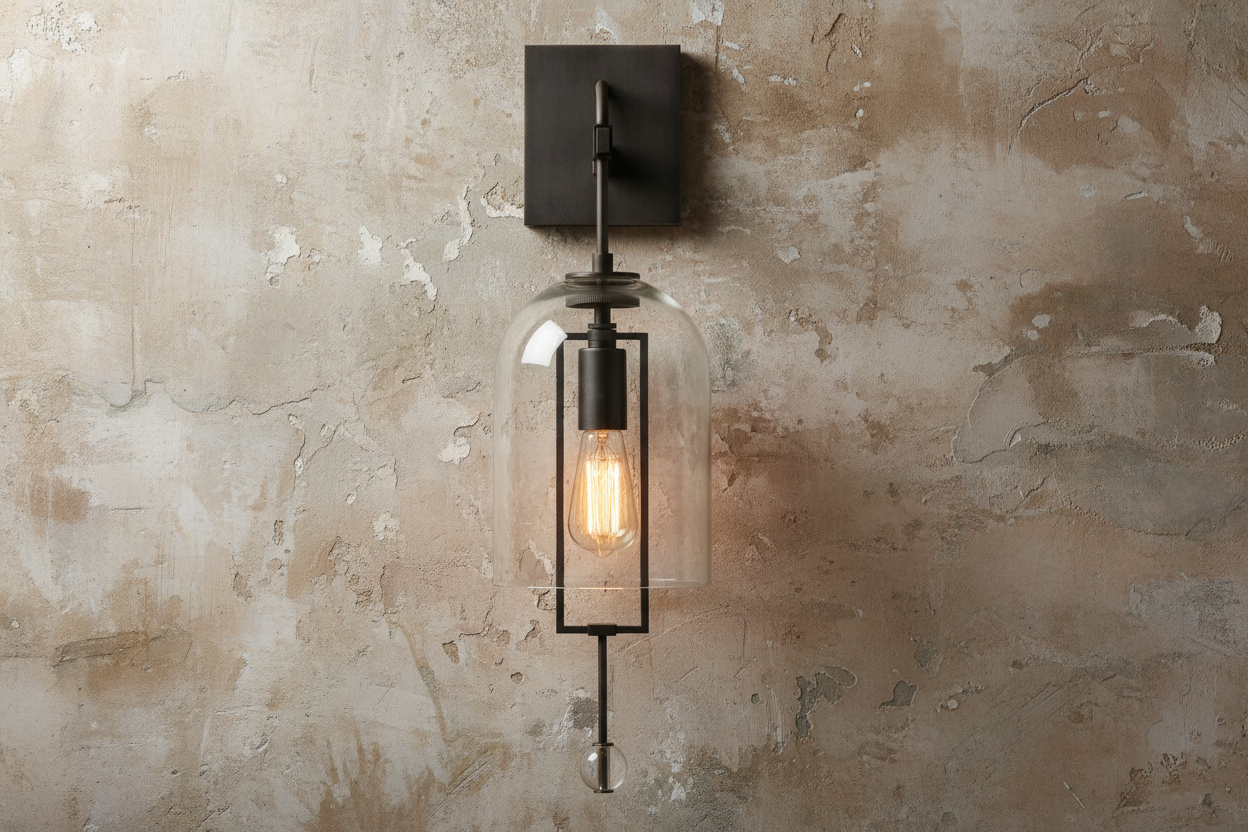 Black Glass and Copper Bell Wall Light for Hallway Living Room & Bedroom – Modern Vertical Sconce Casalolalights Luxury