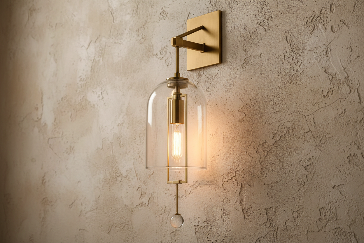 Black Glass and Copper Bell Wall Light for Hallway Living Room & Bedroom – Modern Vertical Sconce Casalolalights Luxury