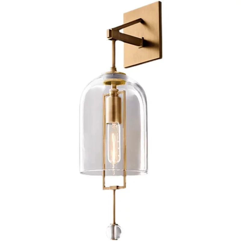 Black Glass and Copper Bell Wall Light for Hallway Living Room & Bedroom – Modern Vertical Sconce Casalolalights Luxury