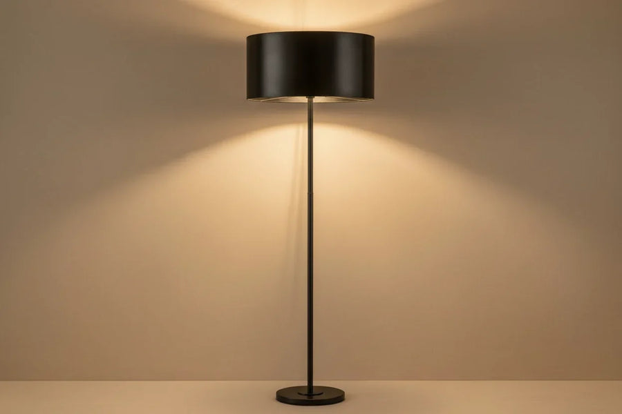 Black Brushed Brass Column Floor Lamp