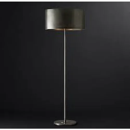 Black Brushed Brass Drum Floor Lamp | Belgian Studio Dimmable Lighting
