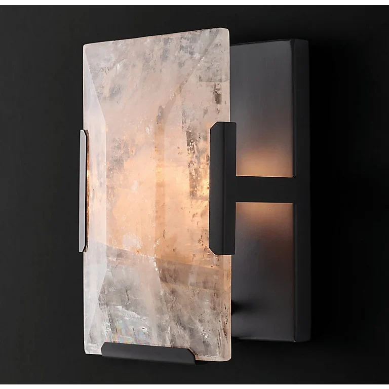Black Calcite & Copper Wall Sconce | Vertical Natural-stone Modern Minimalist Hallway Vanity Casalolalights Luxury