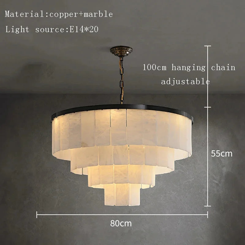 Tiered Alabaster Semi Flush Chandelier | Blackened Copper Frame | Designer Ceiling Light