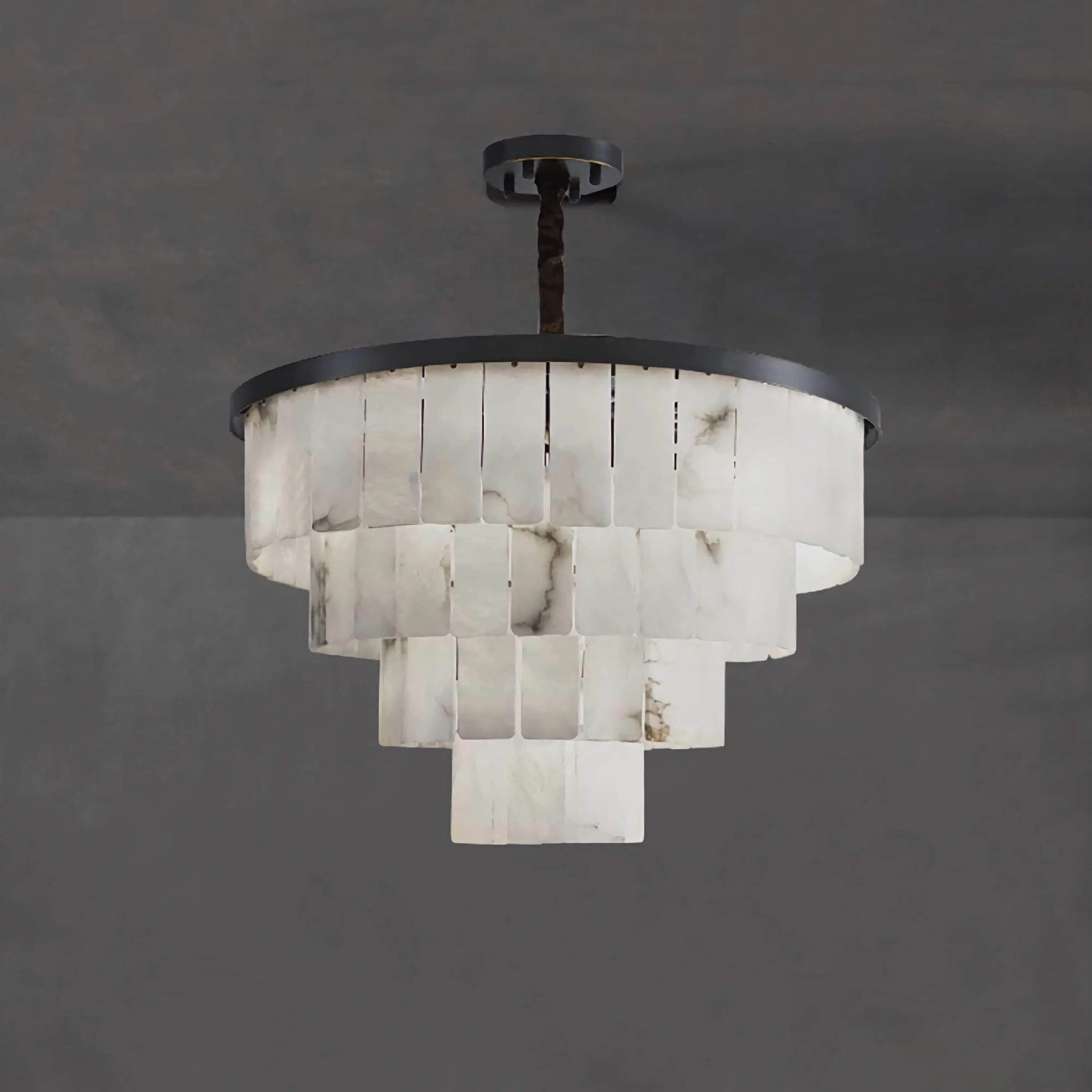 Black Alabaster Tiered Chandelier – Natural Stone Round Pendant Light Casalolalights Luxury Lamps for Interior Designers