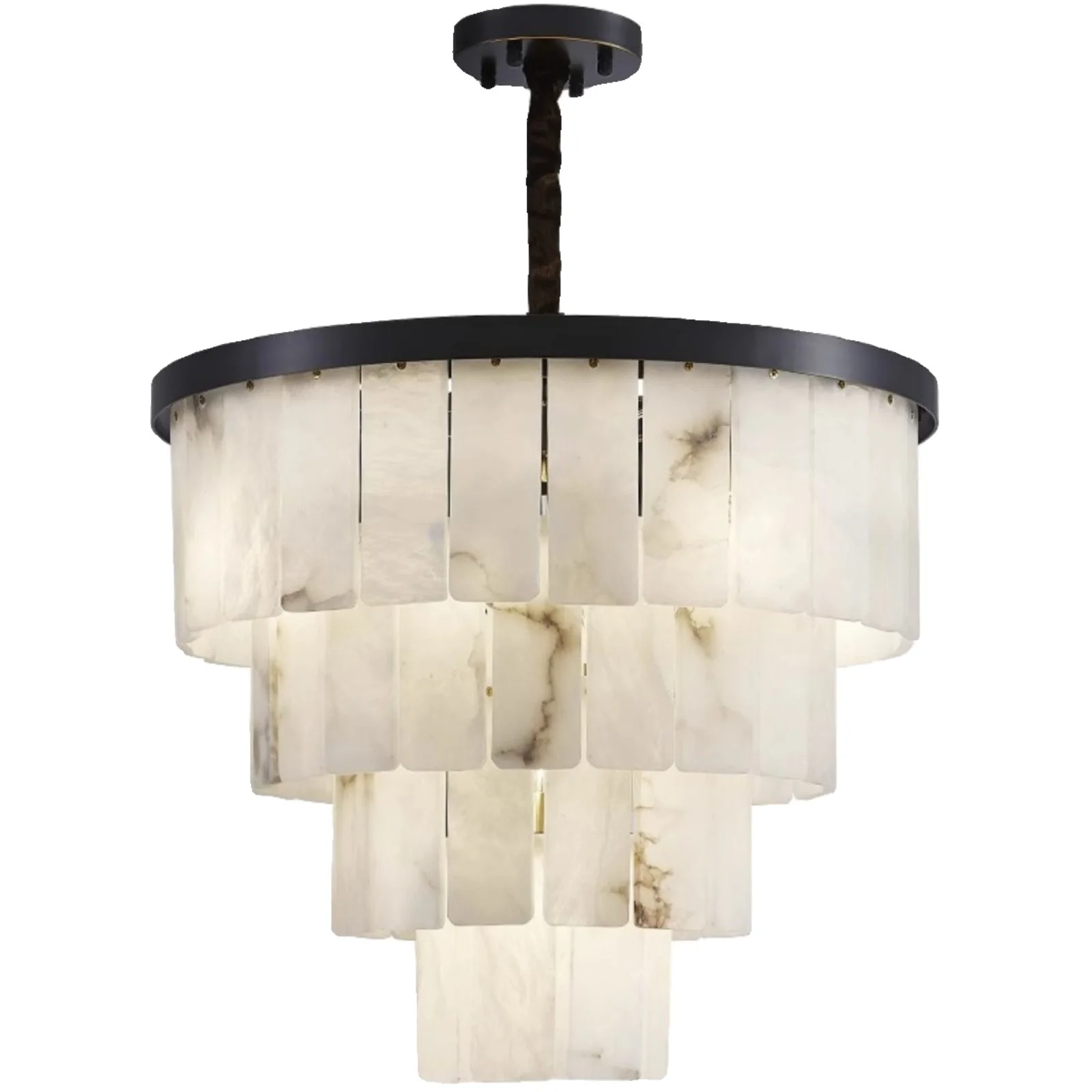 Black Alabaster Tiered Chandelier – Natural Stone Round Pendant Light Casalolalights Luxury Lamps for Interior Designers
