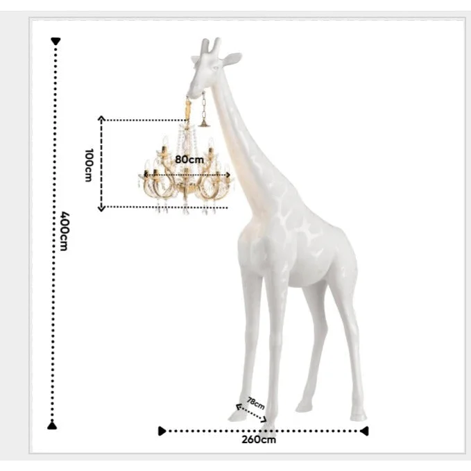 Tall Floor Lamp for Living Room Stairs | Sculpture with Crystal Chandelier | Black Giraffe Casalolalights Luxury Lamps