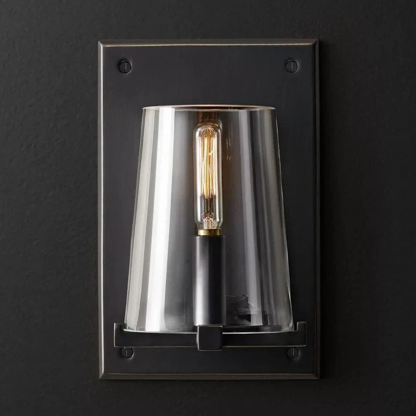 Black Stainless Steel & Thick Glass Wall Sconce | Small Vanity Pair Bedside Light Hallway 24cm Casalola Lights Luxury