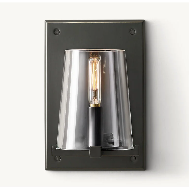 Black Stainless Steel & Thick Glass Wall Sconce | Small Vanity Pair Bedside Light Hallway 24cm Casalola Lights Luxury