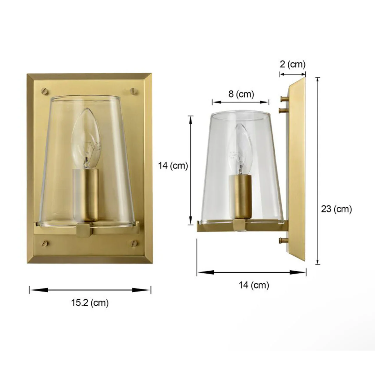 Modern Glass Wall Light with Copper Arm – Gold or Black Finish Casalolalights Luxury Lamps for Interior Designers