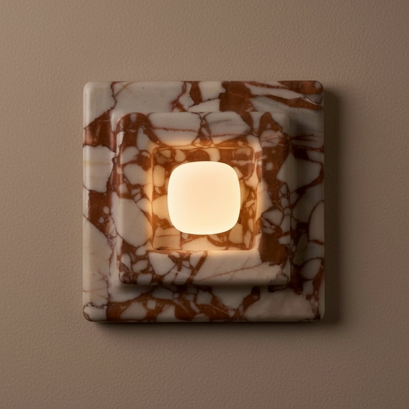 Natural Stone Square Wall Sconce Red Black or Brown | Low Profile Hallway Light G9 Bulb 2700k Casalola Lights Luxury