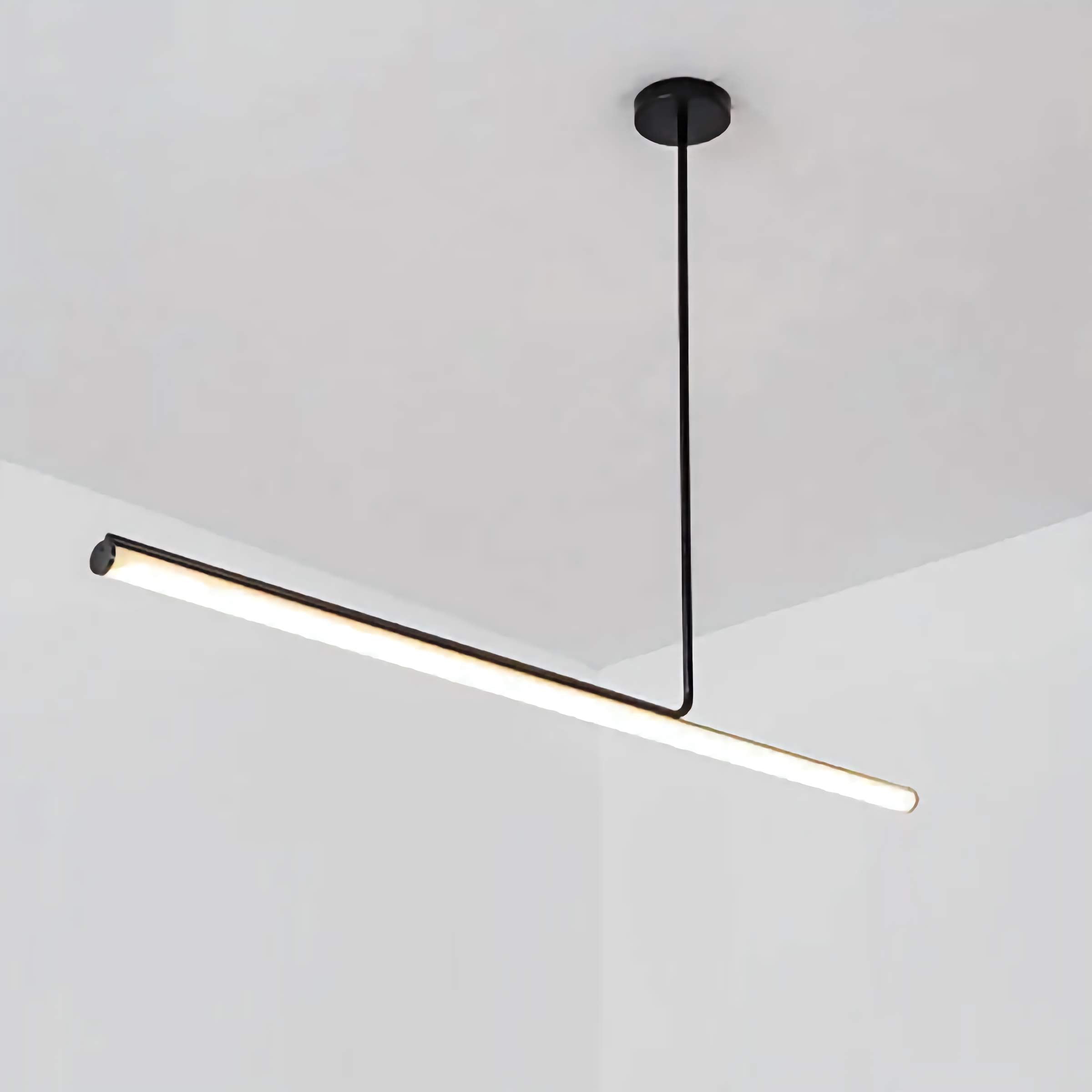Modern Linear Pendant Lamp | Black Led Minimalist Ceiling Lamps for Kitchen Island Dining Room