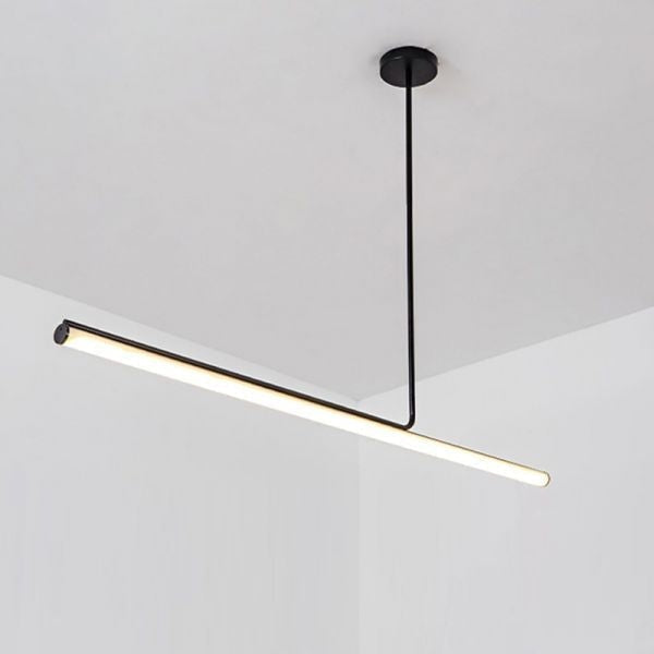 Modern Linear Pendant Lamp | Black Led Minimalist Ceiling Lamps for Kitchen Island Dining Room - Lamps