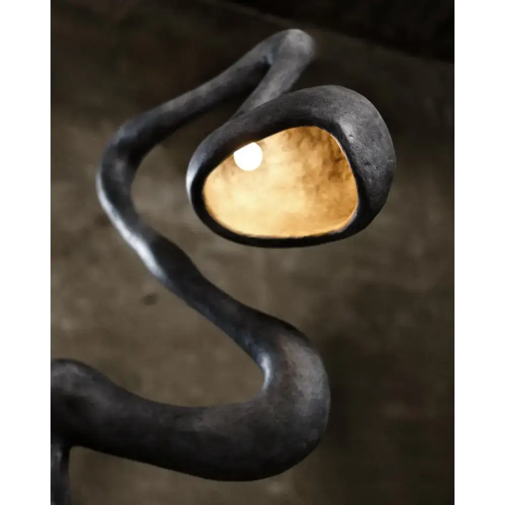 Sculptural Black Resin Floor Lamp | Avant Garde Dimmable Lighting - Lamps