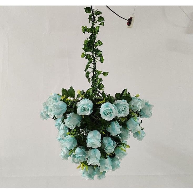 Flower Pendant Lamp | Blue Flowers Chandelier | Ceiling Light Fixture for Biophilic Design - Lamps