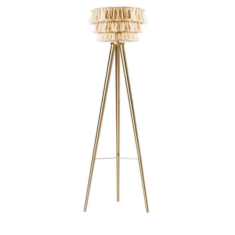 Bohemian Tassel Floor Lamp in Organic Cotton and Iron – Statement Lighting for Living Room or Bedroom - Lamps