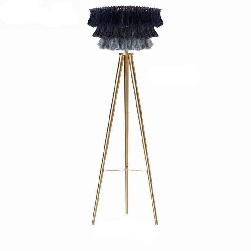 Bohemian Tassel Floor Lamp in Organic Cotton and Iron – Statement Lighting for Living Room or Bedroom