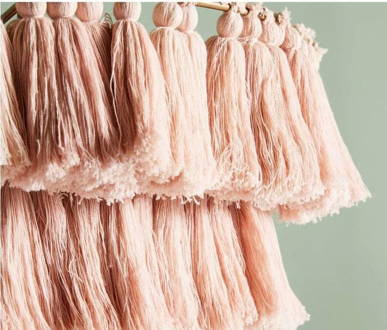 Bohemian Tassel Table Lamp in Organic Cotton and Iron – Eclectic Accent for Bedroom or Living Room - Lamps