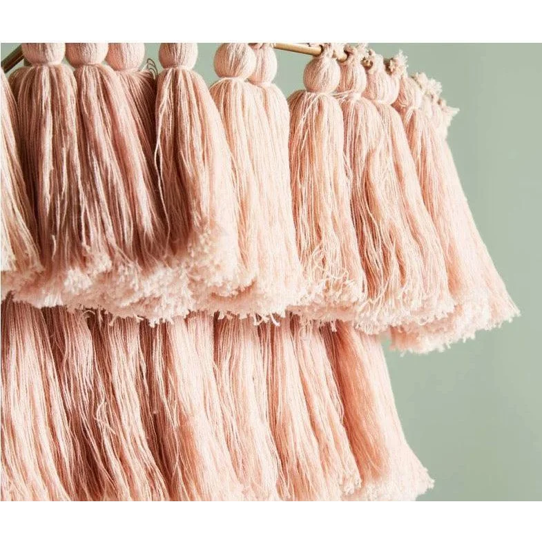 Bohemian Tassel Table Lamp in Organic Cotton and Iron – Eclectic Accent for Bedroom or Living Room