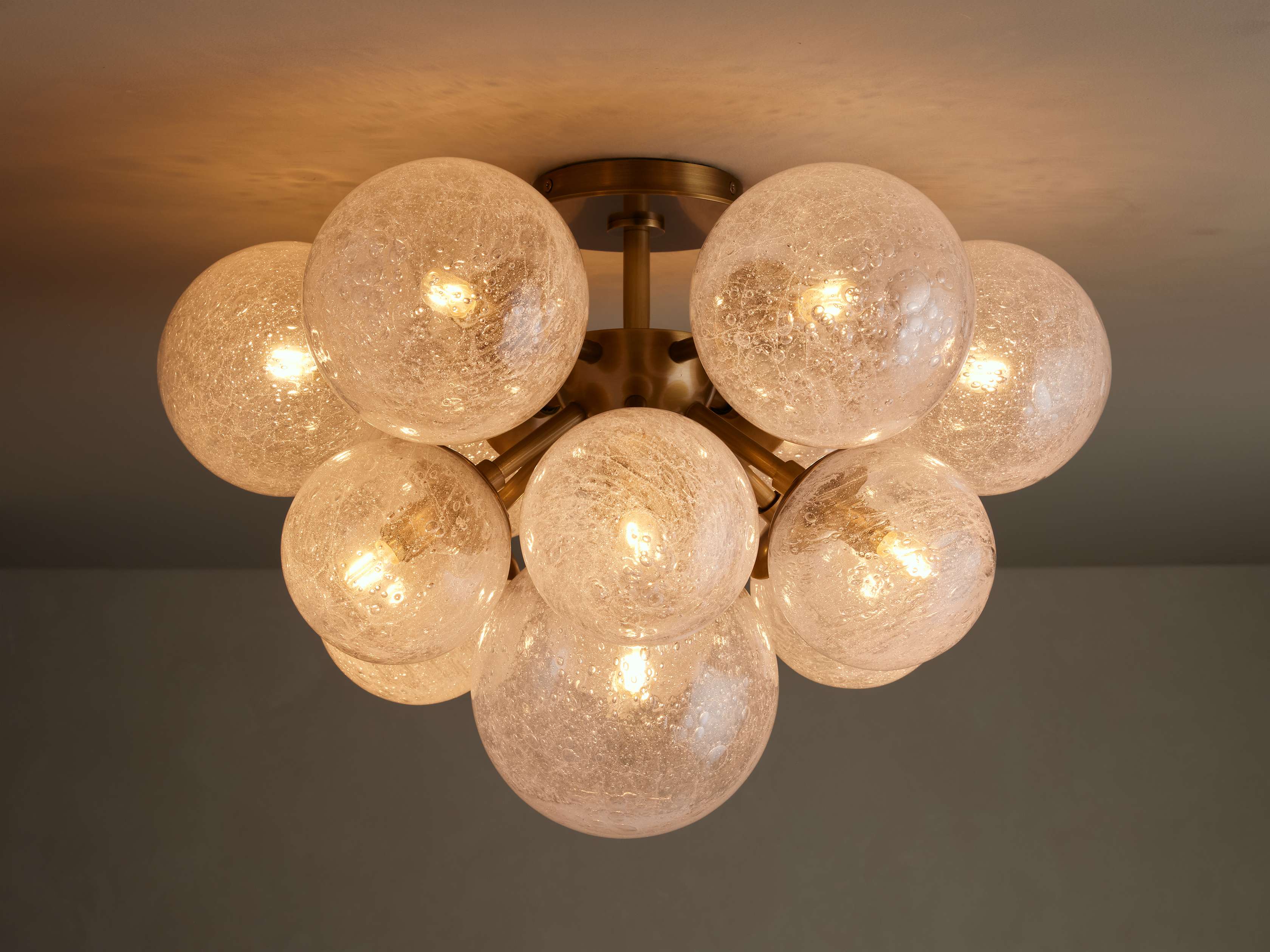 Hand Blown Bubble Glass Flush Mount Ceiling Light Art Deco Hallway Bedroom or Living Room Fixture Casalolalights Luxury